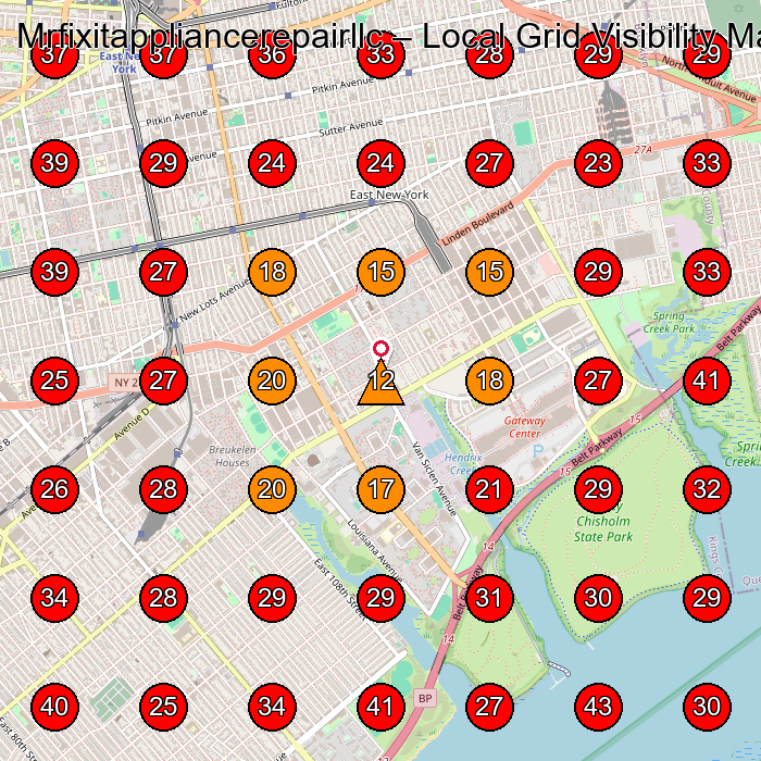 Mrfixitappliancerepairllc GeoGrid visibility map for Appliance Repair Service in Brooklyn